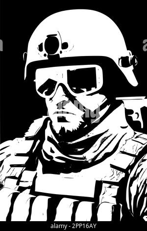 Image vectorielle de soldat des forces spéciales. Illustration de Vecteur