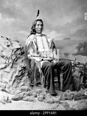 Nuage rouge. Portrait du chef Lakota des Amérindiens, Red Cloud (1822-1909), par Charles Milton Bell, 1880 Banque D'Images