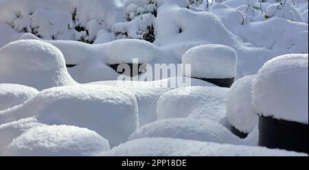 Formes abstraites laissées derrière après une lourde neige de nuit sur les landes petites exploitations à 900ft dans le North Yorkshire Banque D'Images