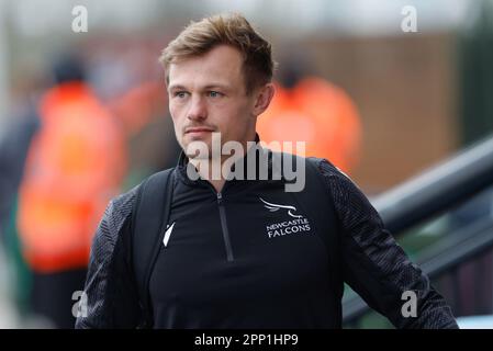 Newcastle, Royaume-Uni. 21st avril 2023. Sam Stuart of Falcons est photographié avant le match de première division de Gallagher entre Newcastle Falcons et Northampton Saints à Kingston Park, Newcastle, le vendredi 21st avril 2023. (Photo : Chris Lishman | MI News) Credit : MI News & Sport /Alay Live News Banque D'Images