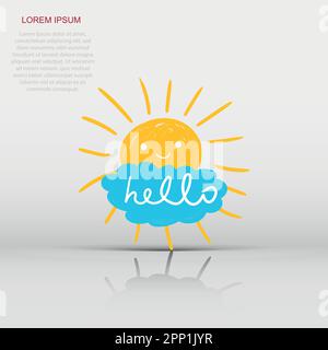 Hello summer sun craie dessiné à la main d'icônes. Vector illustration isolé sur fond blanc. Illustration de Vecteur