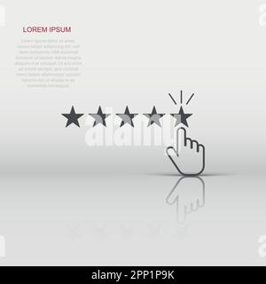 Avis de clients vectoriels, icône de commentaires d'utilisateurs de style plat. Pictogramme de l'étiquette de classification. Concept d'entreprise avec classement par étoiles. Illustration de Vecteur