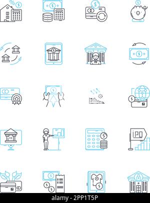 Jeu d'icônes linéaires de paiement électronique. Numérique, sans carte, instantané, sans espèces, sécurisé, Panneaux vectoriels et de concept de ligne de sécurité pratiques. Mobile, basé sur des applications Illustration de Vecteur