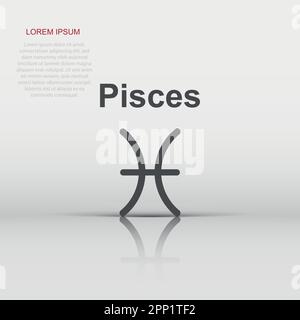 Vector poissons zodiac icône en style plat. Pictogramme d'illustration du signe d'astrologie. Pisces horoscope business concept. Illustration de Vecteur