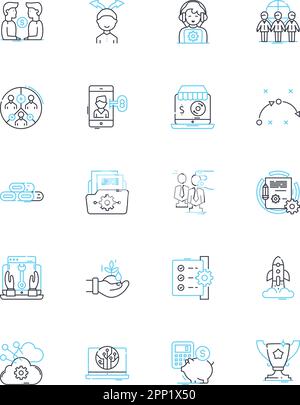 Ensemble d'icônes linéaires à expansion rapide. Croissance, expansion, accélération, prolifération, développement, Floraison, vecteur de ligne florissant et signes de concept Illustration de Vecteur
