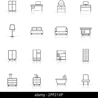 Icons Set de meubles. Télévision vector illustration sur fond blanc. L'icône universelle pour la conception web. Illustration de Vecteur