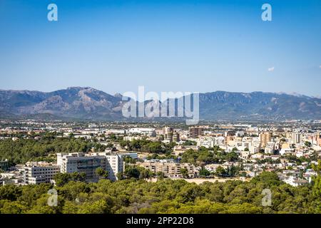 Panorama panoramique de Palma, Majorque depuis le toit du château de Bellver Banque D'Images