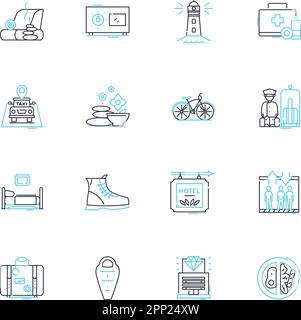 Ensemble d'icônes linéaires de trajets d'emploi. Carrière, emploi, CV, entretien, Nerking, Promotion, vecteur de promotion et panneaux de concept. Opportunités Illustration de Vecteur