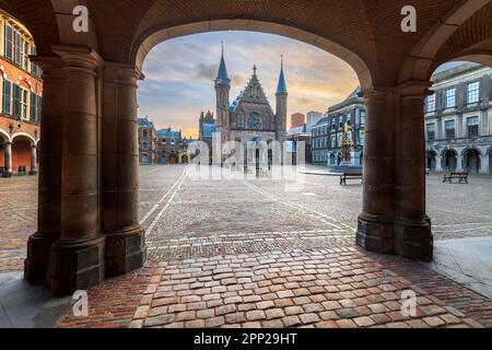 La Haye, pays-Bas à la Ridderzaal le matin. Banque D'Images