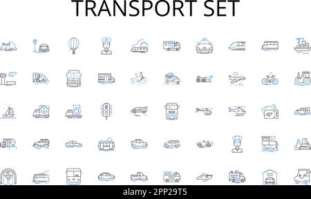 Collection d'icônes de ligne de consigne de transport. Créativité, Marketing, marquage, Stratégie, conception, Promotion, vecteur multimédia et illustration linéaire. Campagnes Illustration de Vecteur