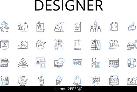 Collection Designer Line Icons. Créateur, styliste, architecte, artiste, auteur, Innovateur, vecteur Planner et illustration linéaire. Développeur Illustration de Vecteur