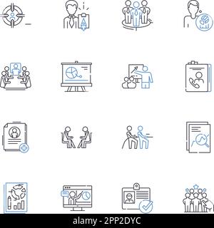 Collection d'icônes de ligne d'avocat. Plaidoyer, litige, litige, avocat, juridiction, Légaliste, vecteur d'arbitrage et illustration linéaire Illustration de Vecteur