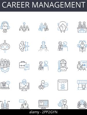 Collection d'icônes de ligne de gestion de carrière. Développement de l'emploi, avancement du travail, stratégie d'emploi, planification professionnelle, progression de carrière, Entreprise Illustration de Vecteur