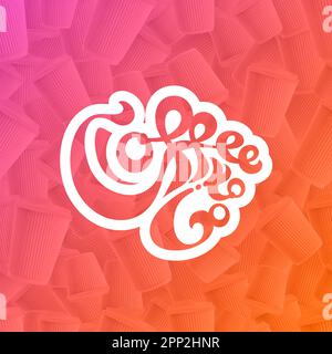 Logo blanc « Coffee to Go » sur les tasses ondulées sur fond dégradé avec effet duotone moderne. Vecteur EPS10 Banque D'Images