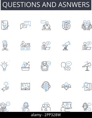 Collection d'icônes de ligne de questions et d'asnwers. Demandes de renseignements et réponses, demandes de renseignements et réponses, questions et solutions, demandes de renseignements et explications Illustration de Vecteur