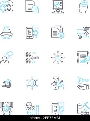 Jeu d'icônes linéaires de Consumer Insights. Préférences, comportement, attitudes, perception, opinion, Attentes, vecteur de ligne de satisfaction et signes de concept Illustration de Vecteur