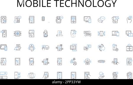 Collection d'icônes de la gamme de technologies mobiles. Diagnostic , traitement , maladie , urgence , infection , Chirurgie , vecteur de thérapie et illustration linéaire Illustration de Vecteur