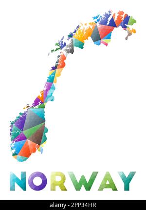 Norvège - forme basse et colorée de pays en polyéthylène. Triangles géométriques multicolores. Design moderne et tendance. Illustration vectorielle. Illustration de Vecteur