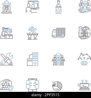 Collection d'icônes de la ligne de la société de construction. Construction, sous-traitant, ingénieur, fondation, architecture, Rénovation, Infrastructure vecteur et linéaire Illustration de Vecteur