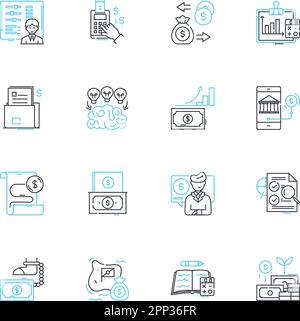 Jeu d'icônes linéaires de trading de capitaux propres. Actions, négociation, marché, investissements, portefeuille, Actifs, vecteur de risque et signes conceptuels. Retour,Bull,contour de l'ours Illustration de Vecteur