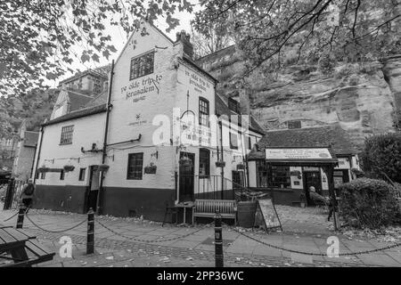 YE Olde Voyage à Jérusalem, Nottingham, dit être la plus ancienne auberge en Angleterre, a établi 1189 A.D. Banque D'Images