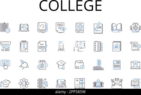 Collection d'icônes College Line. Université, Institut, Académie, École, Campus, Établissement d'enseignement, vecteur et linéaire Illustration de Vecteur