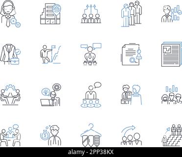 Collection d'icônes de la gamme de maisons de commerce. Investissement, produits de base, change, dérivés, actions, Arbitrage, vecteur Forex et illustration linéaire. Stocks Illustration de Vecteur