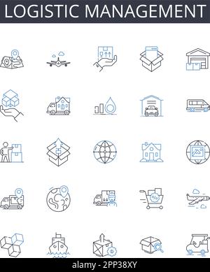 Collection d'icônes de ligne de gestion logistique. Transaction, Accord, Commerce, ventes, Bargain, Négociation, vecteur de contrat et illustration linéaire Illustration de Vecteur
