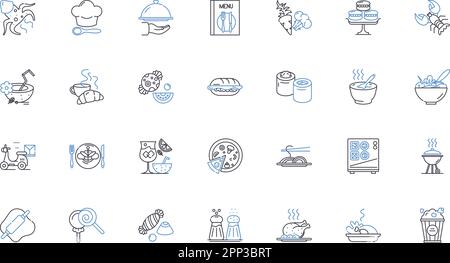 Collection d'icônes Chow Line. Délicieux, savoureux, appétissant, délicieux, Illustration vectorielle et linéaire satisfaisante et nourrissante. En bonne santé Illustration de Vecteur