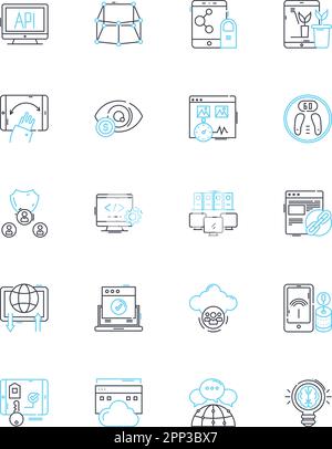 Ensemble d'icônes linéaires de positionnement du produit. Segmentation, marquage, ciblage, perception, concurrence, Messagerie, vecteur de ligne de différenciation et concept Illustration de Vecteur