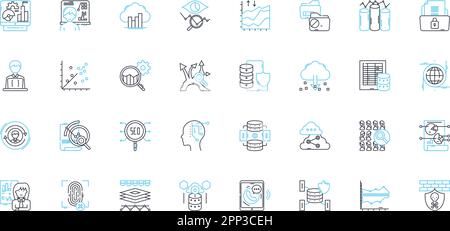 Ensemble d'icônes linéaires d'analyse concurrentielle. Concurrence, marché, rivaux, SWOT, Benchmarking, Différenciation, vecteur de ligne d'écart et signes de concept. Évaluation Illustration de Vecteur