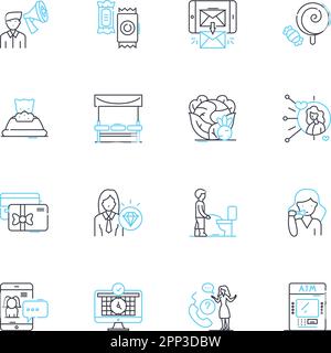 Jeu d'icônes linéaires d'analyse augmentée. Analytique, augmentée, algorithme, automatisation, Big Data, Biométrie, vecteur de la ligne cognitive et signes conceptuels Illustration de Vecteur