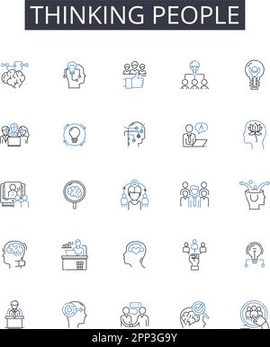 Collection d'icônes Thinking People Line. Individus intellectuellement curieux, individus analytiques, esprits qui font réfléchir, penseurs rationnels Illustration de Vecteur