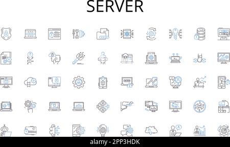 Collection d'icônes de ligne de serveur. Prospérité, développement, expansion, investissement, progrès, Emploi, vecteur d'innovation et illustration linéaire Illustration de Vecteur