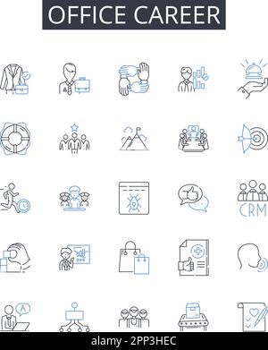 Collection Office Career Line Icons. Échelle d'entreprise, trajectoire professionnelle, parcours de direction, progression de l'entreprise, avancement du travail, Profession Illustration de Vecteur