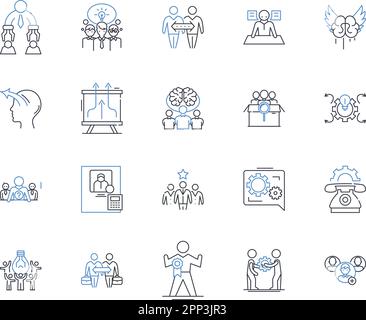 Collection d'icônes de ligne de structure de société. Hiérarchie, Département, travail d'équipe, Organigramme, chaîne de commandement, Centralisation Illustration de Vecteur