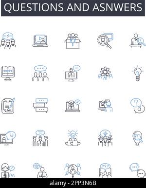 Collection d'icônes de ligne de questions et d'asnwers. Demandes de renseignements et réponses, demandes de renseignements et réponses, questions et solutions, demandes de renseignements et explications Illustration de Vecteur