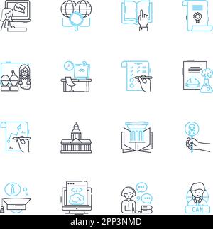 Jeu d'icônes linéaires d'entraînement en ligne. E-learning, webinaire, virtuel, numérique, distant, En ligne, vecteur de ligne de cours et signes de concept. Classes,modules Illustration de Vecteur