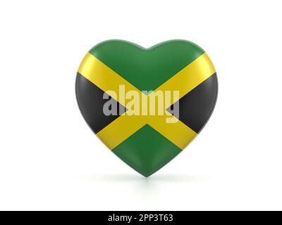 Drapeau jamaïcain sur fond blanc. 3d illustration. Banque D'Images