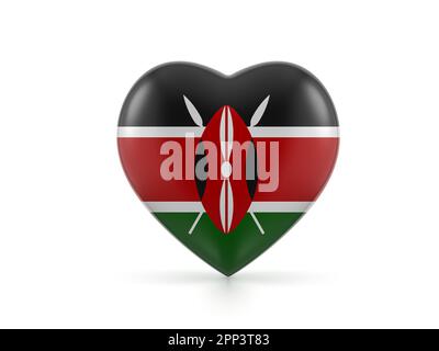 Drapeau du Kenya sur fond blanc. 3d illustration. Banque D'Images
