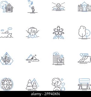 Collection Smart yard Line icons. Écologique, automatisation, développement durable, connecté, innovant, Efficace, vecteur de capteur et illustration linéaire Illustration de Vecteur