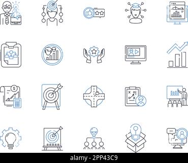 Collection d'icônes de ligne de plan de jeu. Stratégie, tactique, planification, approche, exécution, Blueprint, Scheme vector et illustration linéaire. Méthodologie Illustration de Vecteur