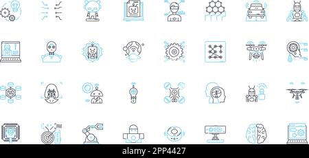 Ensemble d'icônes linéaires de fabrication numérique. Impression D, découpe au laser, fraisage CNC, fabrication additive, prototypage rapide, Modélisation des dépôts fusionnés Illustration de Vecteur