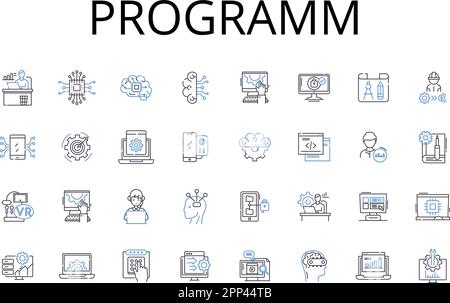 Collection d'icônes de ligne de programmation. Projet, système, application, logiciel d'application, logiciel, Logiciel informatique, logiciel de codage vecteur et Illustration de Vecteur
