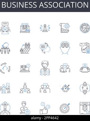 Collection d'icônes de ligne d'association professionnelle. Alliance commerciale, coalition d'entreprise, partenariat d'entreprise, consortium d'entreprise, société nerk, Commercial Illustration de Vecteur