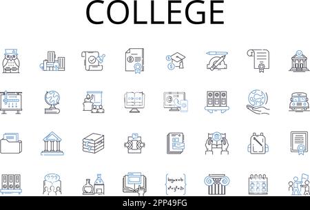 Collection d'icônes College Line. Université, Institut, Académie, École, Campus, Établissement d'enseignement, vecteur et linéaire Illustration de Vecteur