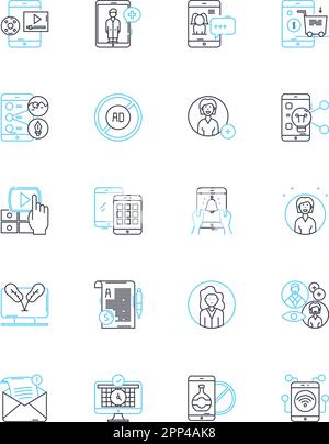 Jeu d'icônes linéaires de l'expérience utilisateur. Intuitif, convivial, réactif, attrayant, transparent, Panneaux de vecteur de ligne et de concept cohérents et accessibles Illustration de Vecteur