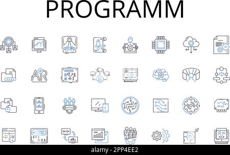 Collection d'icônes de ligne de programmation. Projet, système, application, logiciel d'application, logiciel, Logiciel informatique, logiciel de codage vecteur et Illustration de Vecteur