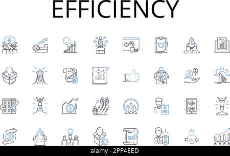 Collection d'icônes de ligne d'efficacité. Rapidité, productivité, promptitude, compétence, compétence, Agilité, vecteur de rapidité et illustration linéaire Illustration de Vecteur