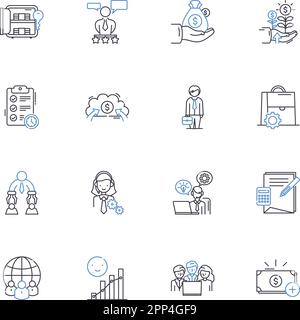 Collection d'icônes de ligne de groupe de collaboration. Synergie, unité, Partenariat, Alliance, coopération, Communauté, vecteur de collaboration et illustration linéaire Illustration de Vecteur